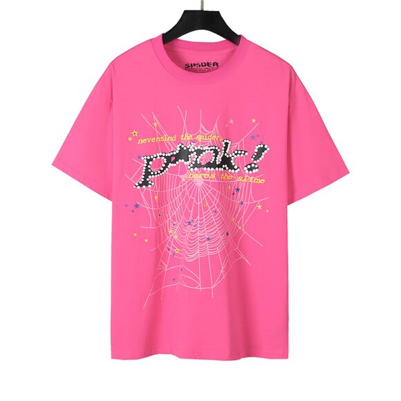 Women's Sp5der Round Neck Printed Pink T-Shirt Short Sleeve - Picture 1 of 10